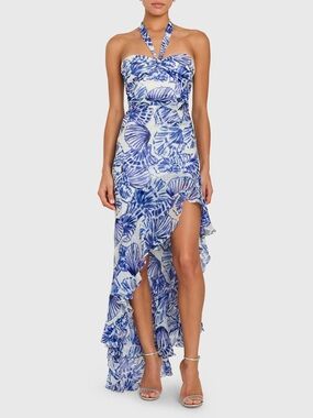 Amanda Uprichard Marabou Dress in Shell Print S